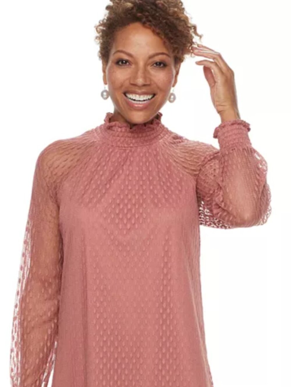 NWOT Women's Nina Leonard Lace Mockneck Trapeze Dress